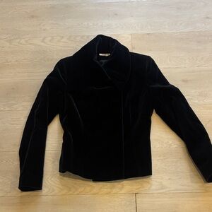 LK Bennett Black Velvet Asymmetric-Collar Jacket